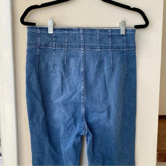 New Free People Jayde Flare Jeans We The Free Super High Rise in Indigo Blue - Picture 10 of 11